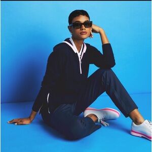 G/FORE Waffle Knit Pullover Kangaroo Pocket Zip Hoodie Size S